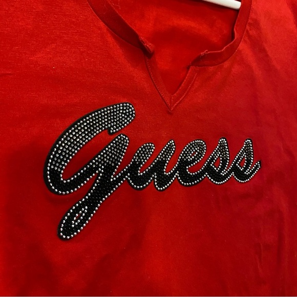 Guess Women's Red V-Neck Top Size Large - Picture 10 of 10